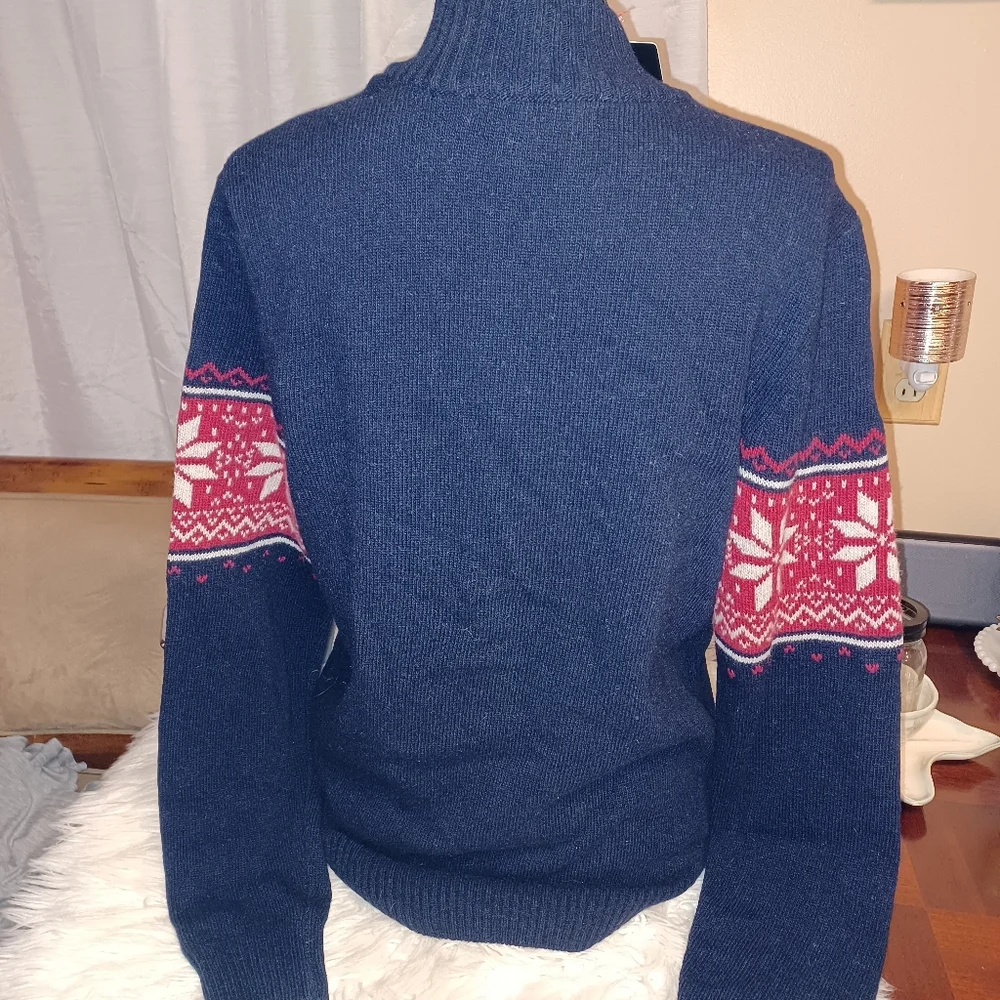 New Daniele Blasi Men's Medi Wool Blend 1/4 Zipper Men's Snowflake Sweater Italy